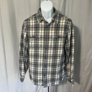 The North Face Men’s Heavyweight Plaid Flannel Shirt – White Gray & Blue Medium